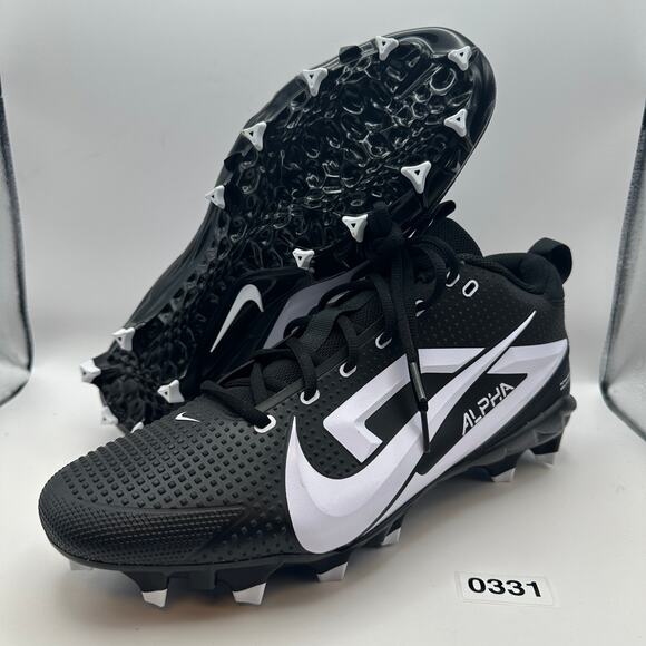 NIKE Men's 14 WIDE Alpha Menace 4 Football Cleats Black/White HM8435-001 - Picture 1 of 7